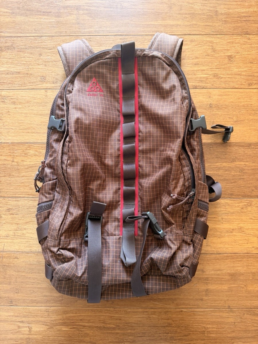 Nike ACG Karst Backpack Rare Vintage 40 L Brown Orange Zip Pockets
