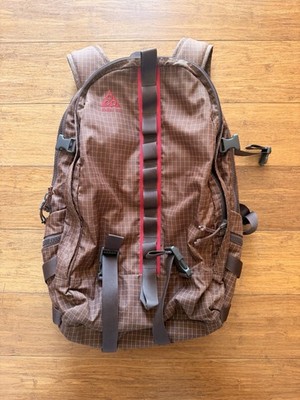 Nike ACG Karst Backpack Rare Vintage 40 L Brown Orange Zip Pockets Hiking Travel