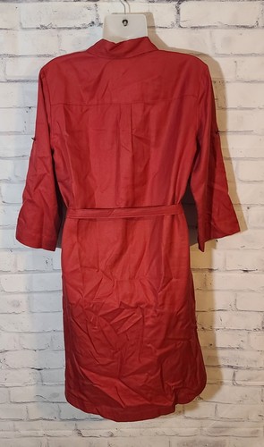 L.L. Bean Silk Linen Belted Shirt Dress Sz 6 - Picture 4 of 6