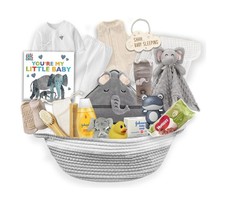 New Baby Boy/Girl Gift Basket 20 Items for a New mom Elephant Baby Gift Set...
