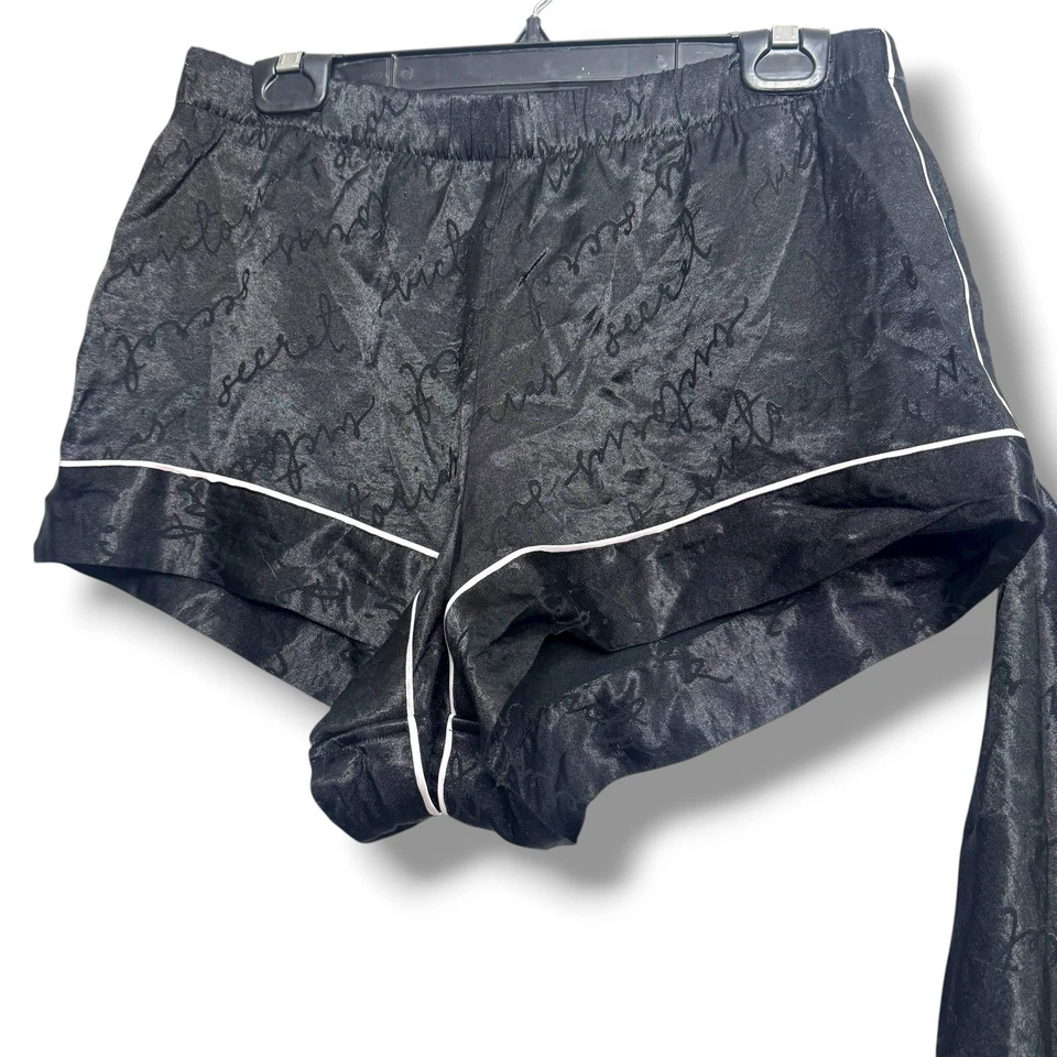 Conjunto de pijama negro Victoria's Secret satinado espalda cruzada cami para mujer logotipo mediano Foto 3 de 4