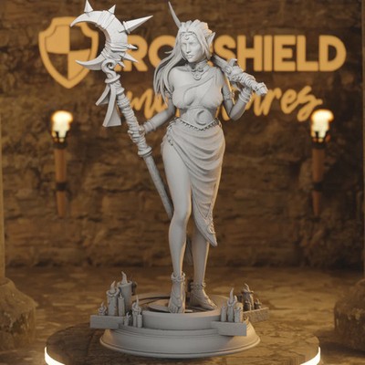 Drow Cleric Warlock Moon Pri D&D 3D Printed Resin Miniature Tabletop RPG Figure