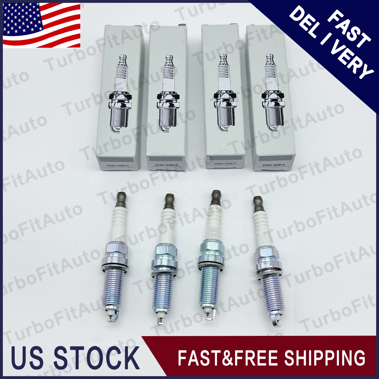 4Pcs USA Iridium Spark Plug 22401-ED815 For Nissan March Micra Tiida X-Trail