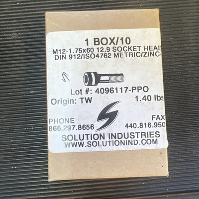 Solution Industries M12 1.75x60 Socket Head Cap Screw 4096117-PPO, Box of 10
