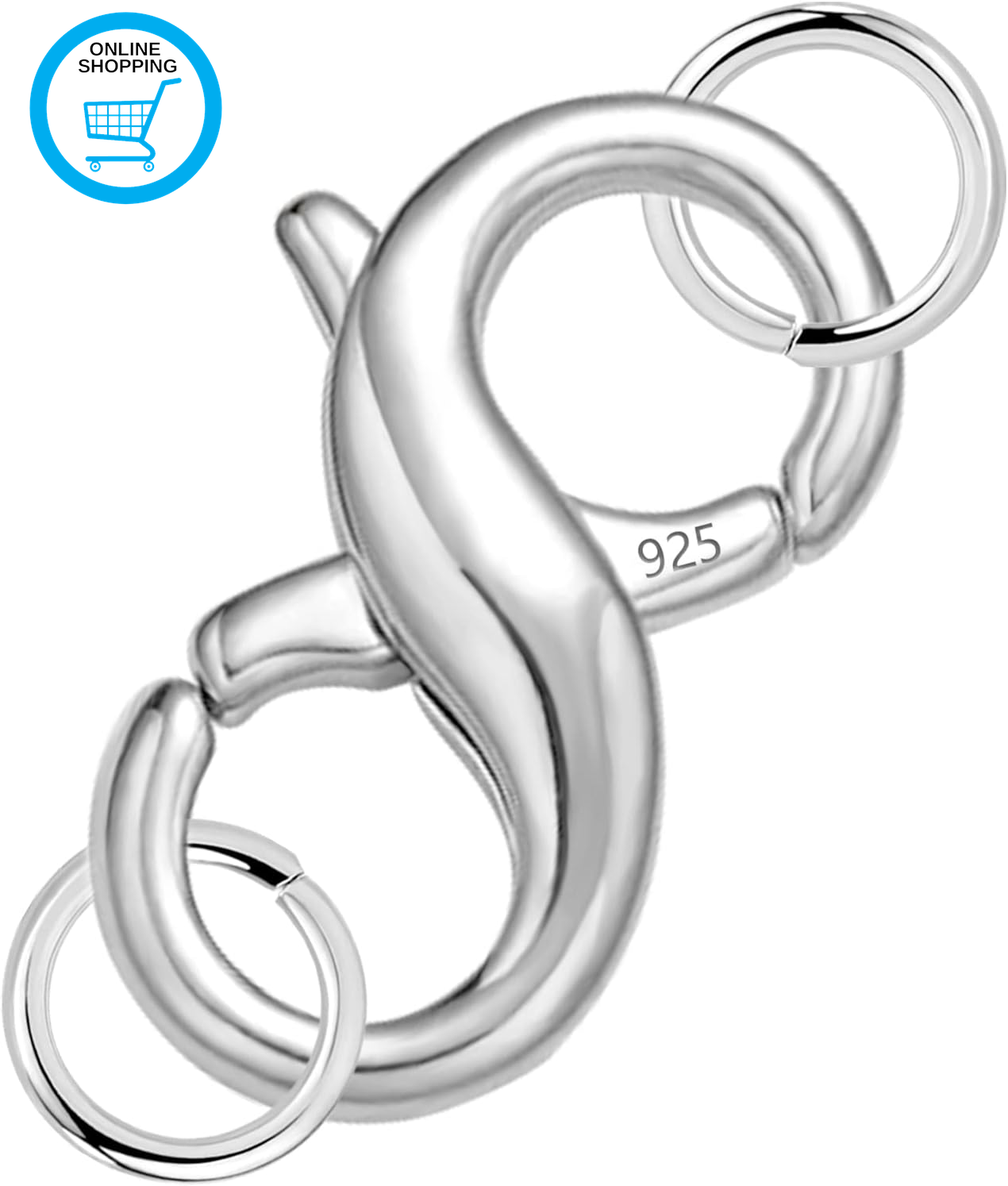 Lobster Clasp Double Opening Silver Lobster Clasp with Jump Rings Sterling Silve