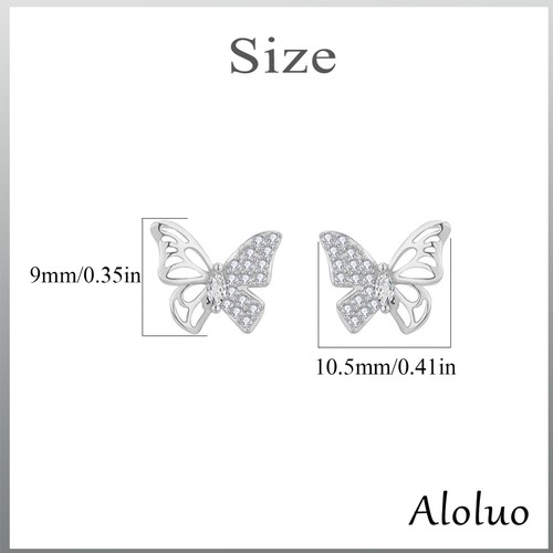 CZ kleine Schmetterling Ohrstecker für Damen versilbert Hypoaller - Bild 6 von 6