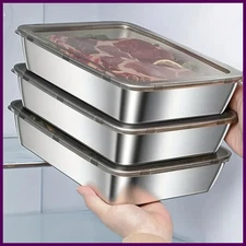 Stainless Steel Food Storage Container Rectangle Dish with Cover Noodles