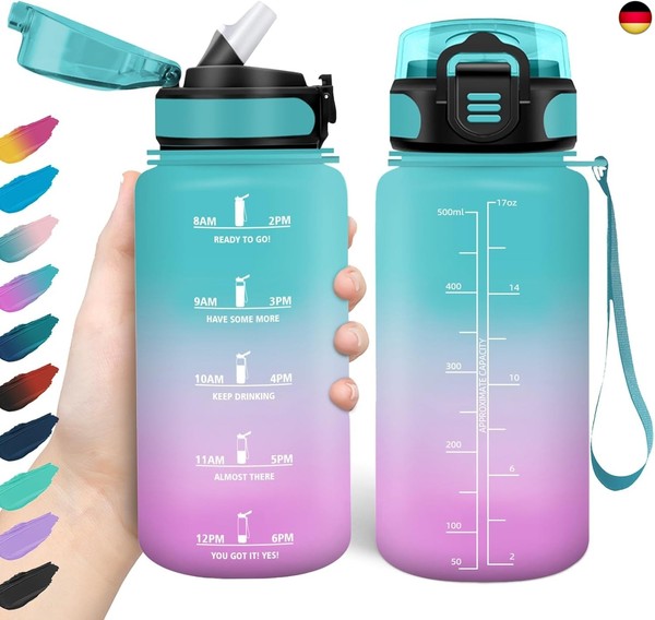 Trinkflasche Sport 500Ml, Auslaufsicher, Wasserflasche Bpa-Frei, Motivierende-image