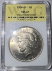 1926-D Silver Peace Dollar $1 WCG SLAB, Nice color - Good date