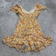 ASTR The Label Floral Ruched Ruffle Mini Sun Dress Womens Small Multi Sweetheart