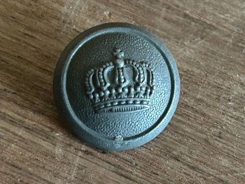 WW1 German Army Uniform Button Kings Crown 3/4" Back Hallmark Vintage Military