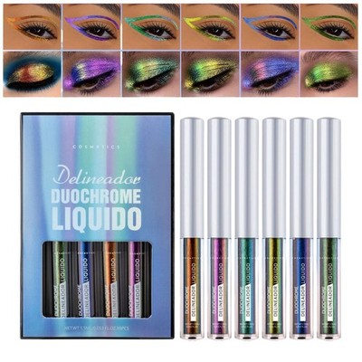 Set Of 6 Duochrome Liquid Eye Liner Glitter Liquid cColorful Eyeliner