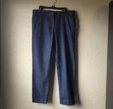 New Gap Pants Women  s Dark Blue Denim Look Slim Cropped Casual Preppy Pants Sz 4