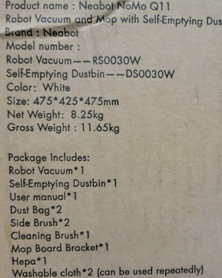 Neabot Nomo Q11 Robotic Vacuum Cleaner Smart Navigation App Control, White, New - Image 2 of 2