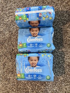 60 Ct Comfees premium baby diapers Size 7 Over 41 lbs. 12 Hr Cute Designs