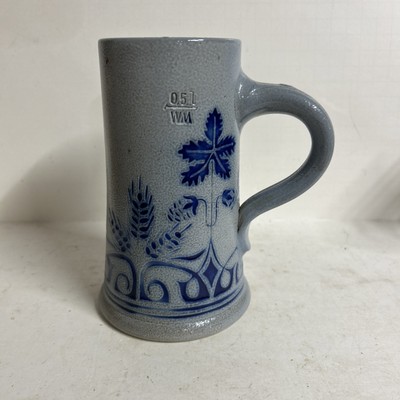 Westerwälder Steinzeug Krug Jugendstil Optik m. Zinndeckel