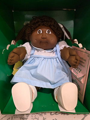   AA Tsukuda Cabbage Patch Kid Brown Looped Hair w/Ponytails- Box- Certificate