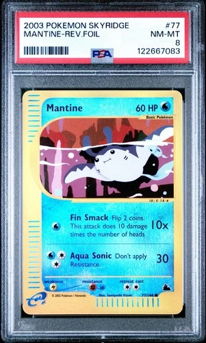 MANTINE 77/144 PSA 8 SKYRIDGE E READER REVERSE HOLO POKEMON CARD ENGLISH