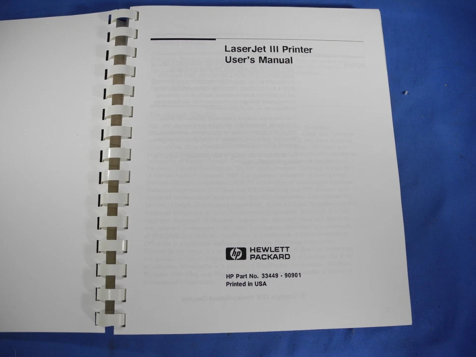 HP LASERJET III PRINTER USER'S MANUAL 33449-90901 (Free Shipping!) - Image 2 of 4