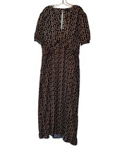 Boohoo Black & White Floral Maxi Dress With Empire Waist Ruffle Hem NWT 16