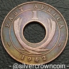 East Africa 🇬🇧 🇺🇬 🇰🇪 1 Cent 1942. KM#29. One Penny coin. George Vl. WWIl.
