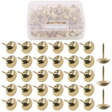 200 PCS 7/16 Inch 11mm Antique Upholstery Nails Tacks Thumb Tack Pins Gold