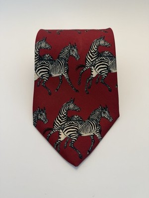Vintage Robert Talbott Studio Men's Silk Tie Hand Sewn USA 59'' Wine Zebra