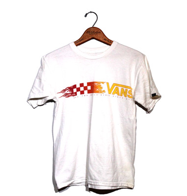 Vans T-Shirt Size US Men Small Classic Racing Flame Checkerboard Print Skater OG
