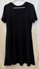 Women’s Black Waffle Knit (Ponte?) Textured Shirt Dress Fit & Flare Minimalist M