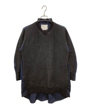 sacai Shirt x sweatshirt docking reconstruction cut and sew 02 Navy Ext 