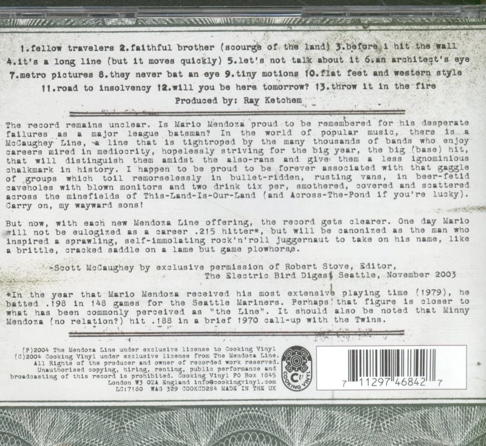 Mendoza Line Fortune CD UK Kochen Vinyl 2004 COOKCD284 - Bild 2 von 3