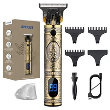 Professional Cordless Hair Clippers Zero Gapped Trimmer LED Display Kit