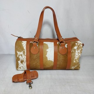 100% Natural COWHIDE Duffel Bag Hair On Leather TRAVEL Bag Luggage Bag SA 9707