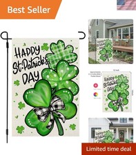 Festive Double-Sided St. Patrick's Day Garden Flag - 12x18 Inch Shamrock Design