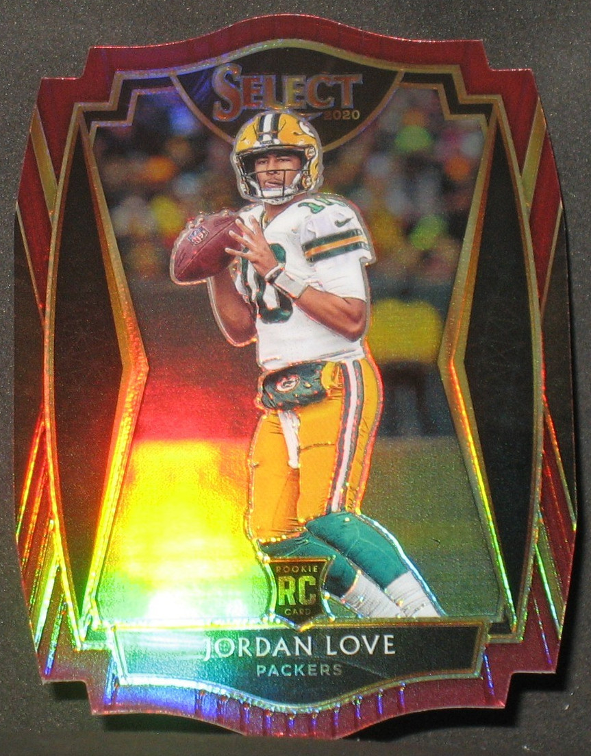 Jordan Love 2020 Panini Select Red Die Cut Prizm Rookie Parallel #147 Packers RC