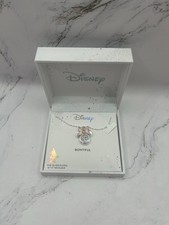 Disney Minnie Mouse Silver Necklace Bowtiful Pink Bow Diamond Heart NIB 16 inch
