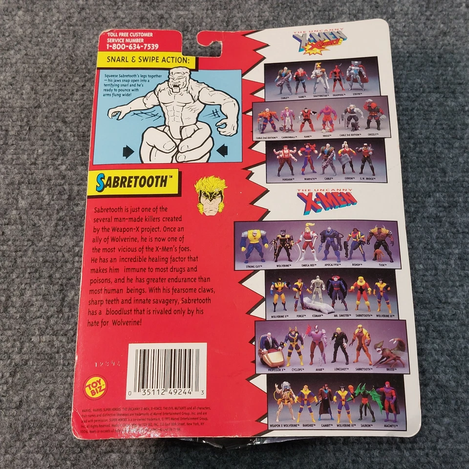 Figura de acción Toy Biz X-Men Sabretooth 1993 Snarl & Swipe Marvel Uncanny Mutants Foto 3 de 4