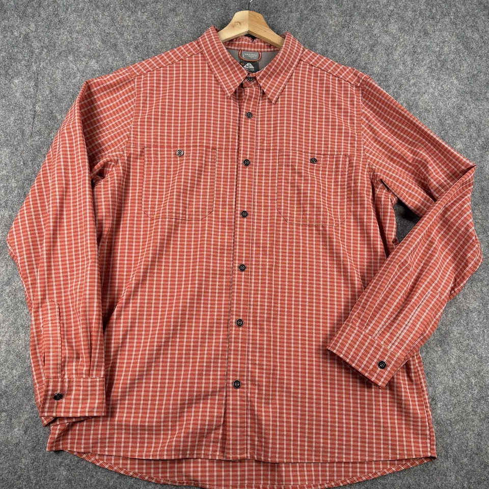 耐克 ACG 通风衬衫男式大号红色格子长袖纽扣远足尼龙 — 第 2/4 张图片