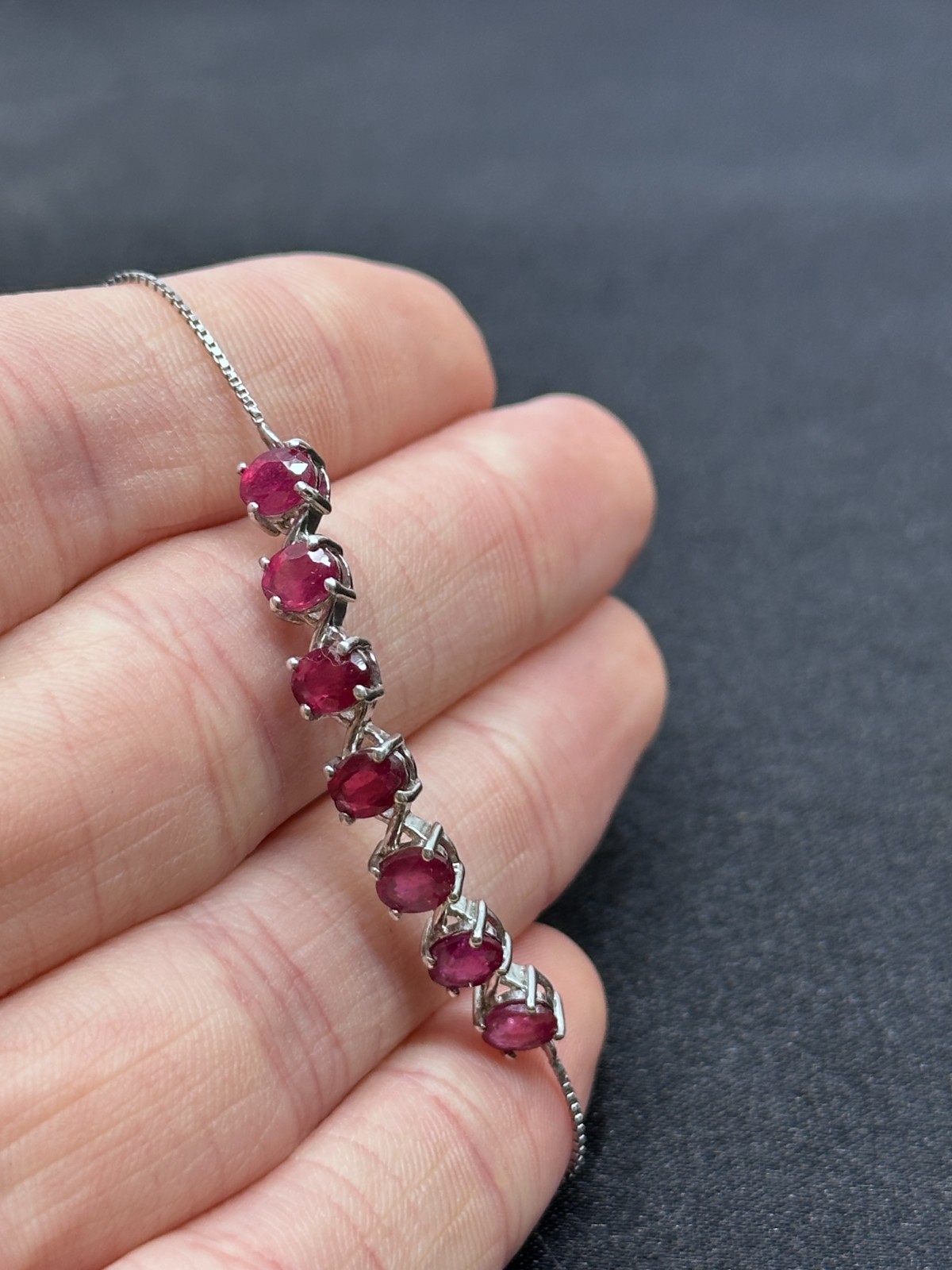 Sterling Silver & Ruby Gemstone Beaded Bracelet- … - image 2