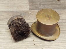 Vintage Brass top hat -  Mustache Beard Shave Brush Natural bristle
