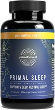 Primal Harvest Primal Sleep Supplement with Valerian Root, L-Tryptophan, GABA, C