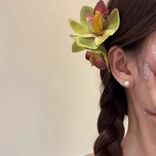 Colorful Orchid Flower Duckbill Hair Clip Side Hair Accessory 2pc