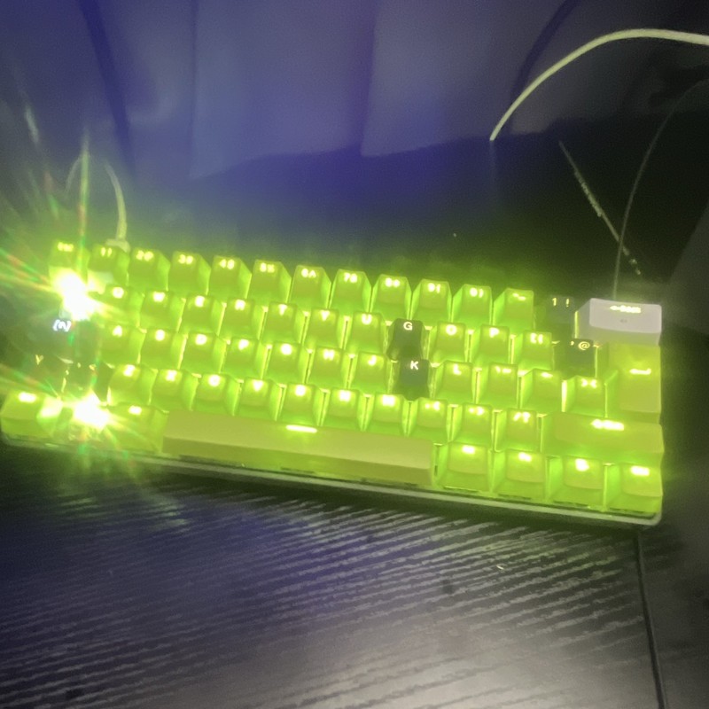Compact QWERTY Illuminated Backlit Keyboard with Green Keycaps, Green/Black