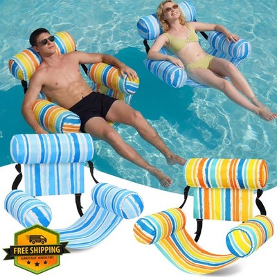 Blueweenly 2 Pack Pool Floats Striped Blue Orange