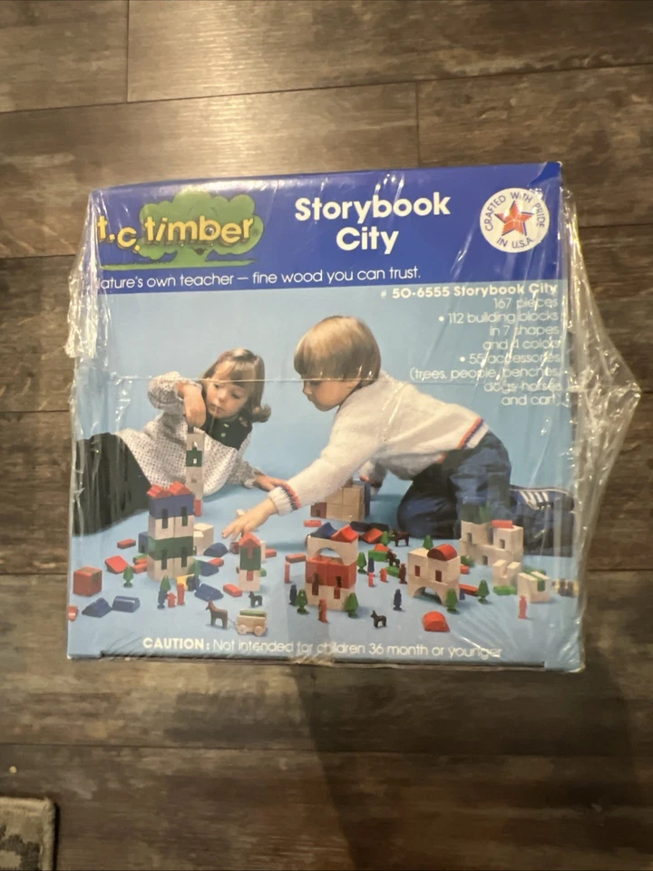 TC Timber Storybook City 167 peças blocos de madeira bordo EUA selados - Imagem 3 de 3