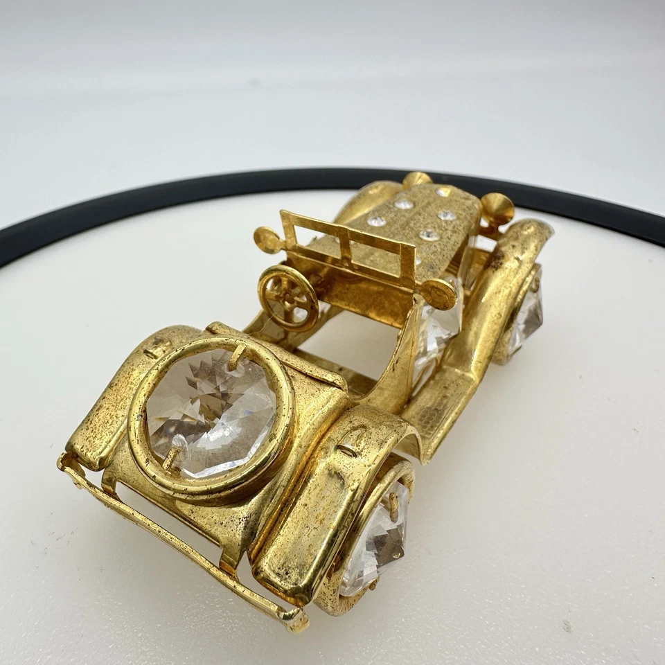 Estatuilla vintage austriaca de cristal Roadster Car chapada en oro de 24 quilates SWARVOSKI Foto 2 de 4