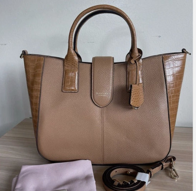 Radley Kroko-Detail Leder Top Handle Handtasche mit Schultergurt Butterscotch