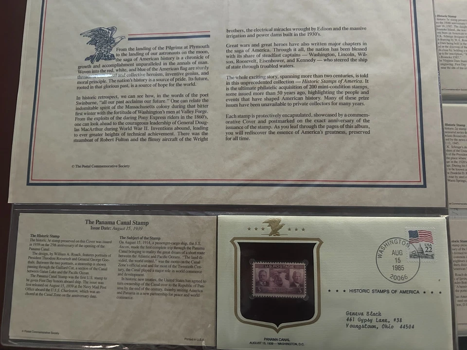 Impresionante colección de estampillas históricas de América "La Sociedad Postal Conmemorativa" Foto 3 de 4