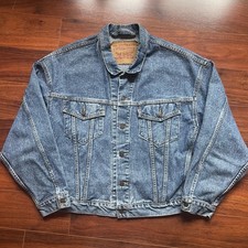 Vintage Levi  s Denim Trucker Jacket 90s Classic Blue Jean 70598 4891 Size Large