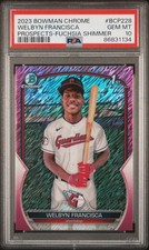 2023 BOWMAN CHROME PROSPECTS FUCHSIA SHIMMER WELBYN FRANCISCA 162/199 PSA 10